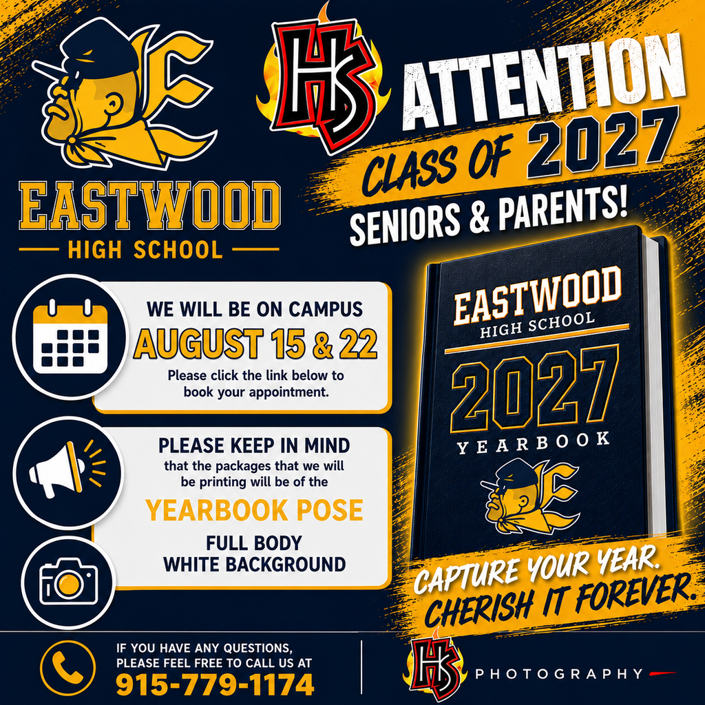 EHS Class of 2027 Senior Photos  August 15 and 22