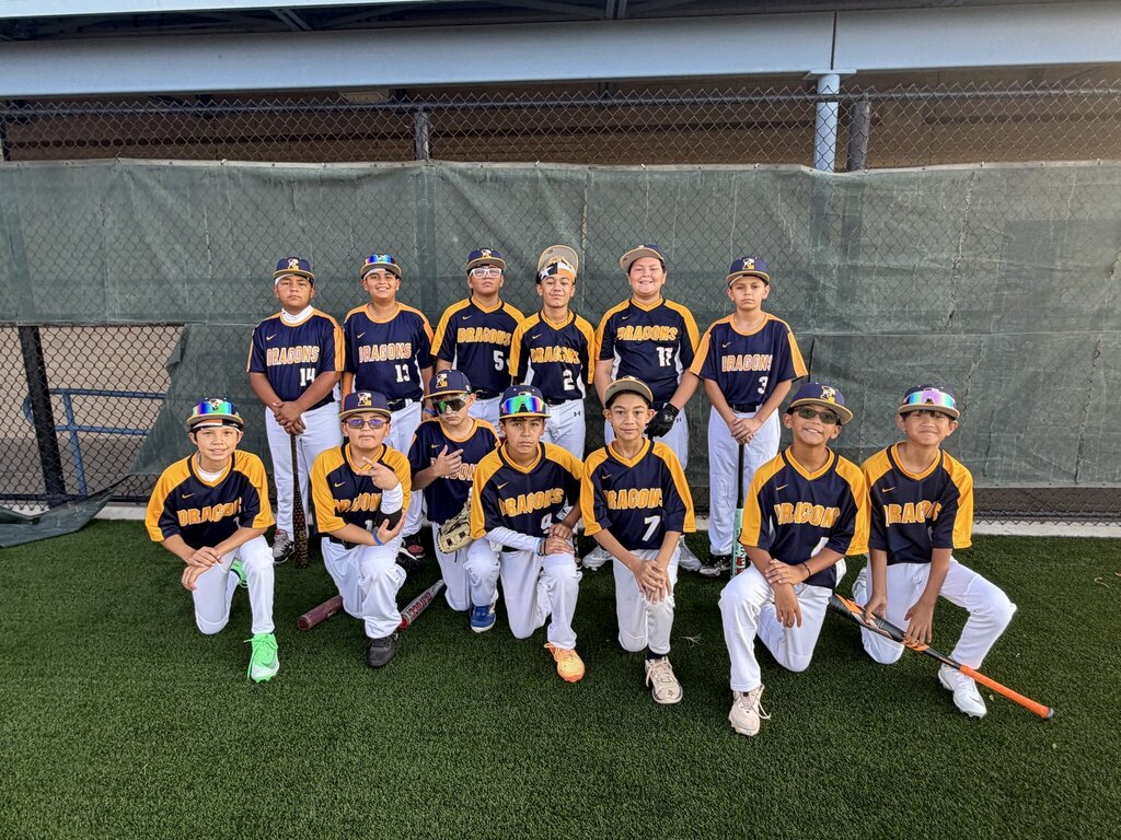 Photo of Eastwood Knolls 7th grade baseball team members before a game on Saturday, August 8, 2026.