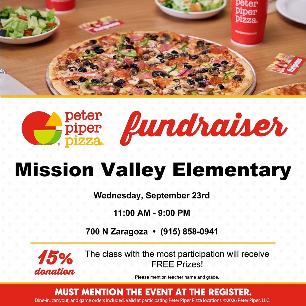 Mission Valley Elementary Peter Piper Pizza Fundraiser