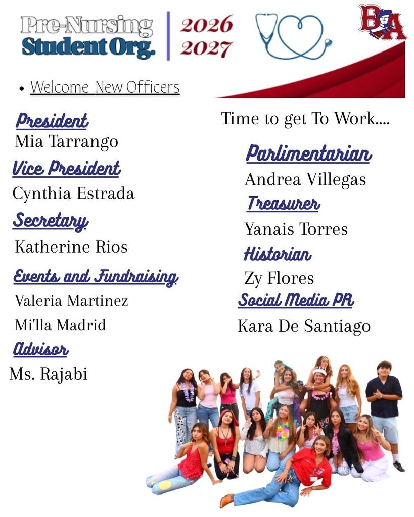 Congrats 2026-2027 Pre-Nursing Officers. Let's get this year started!