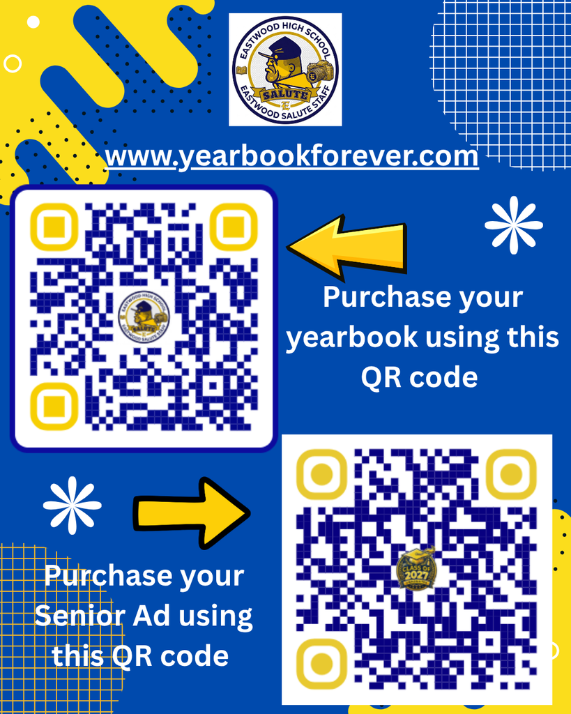 Updated QR Codes to purchase a yearbook or Senior Ads