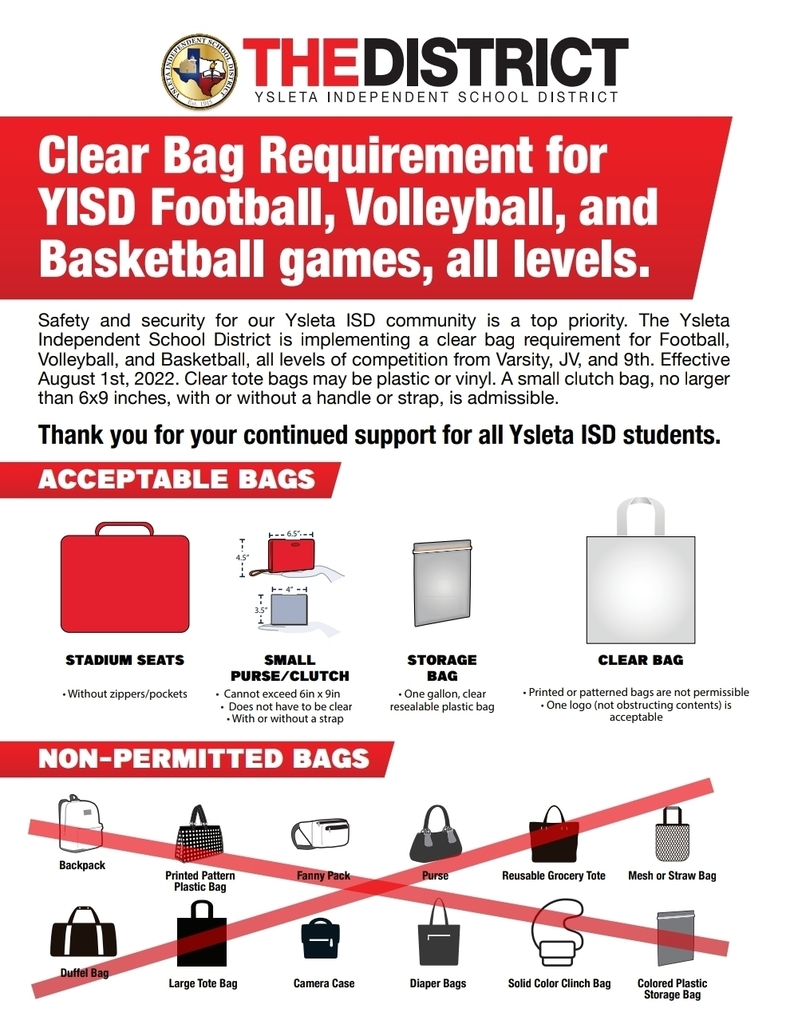 Safety is always our top priority.  With safety in mind, please note our clear bag policy at Bel Air High School.