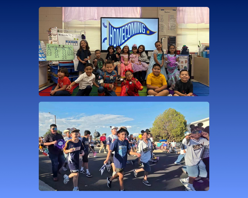 Photo collage of EKIS students participating in the EHS homecoming week showing pride by participating in dress-up days and attending the Parade on Thursday.