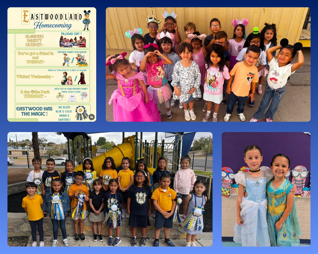 Photo collage of EKIS students participating in the EHS homecoming week showing pride by participating in dress-up days and attending the Parade on Thursday.