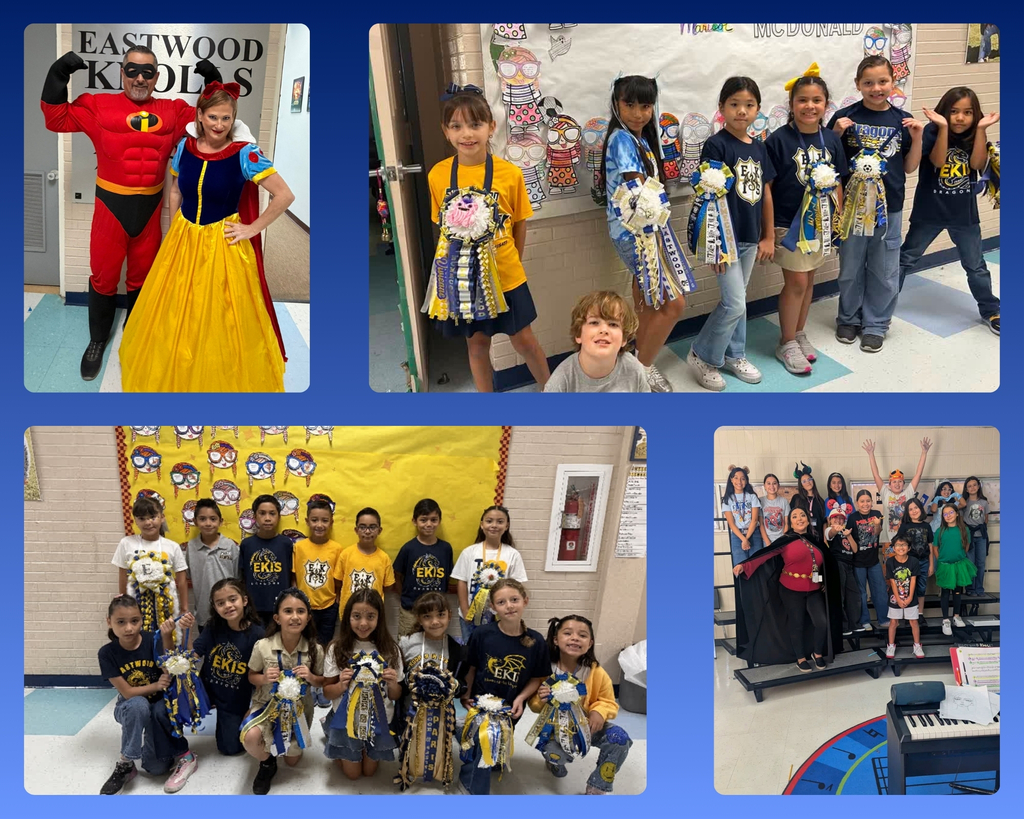 Photo collage of EKIS students participating in the EHS homecoming week showing pride by participating in dress-up days and attending the Parade on Thursday.