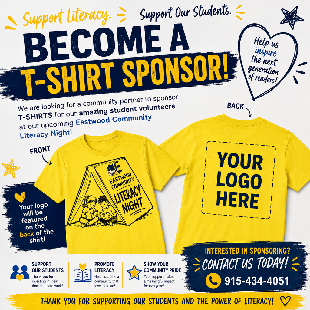 EHS Literacy Night T-Shirt Sponsor Request