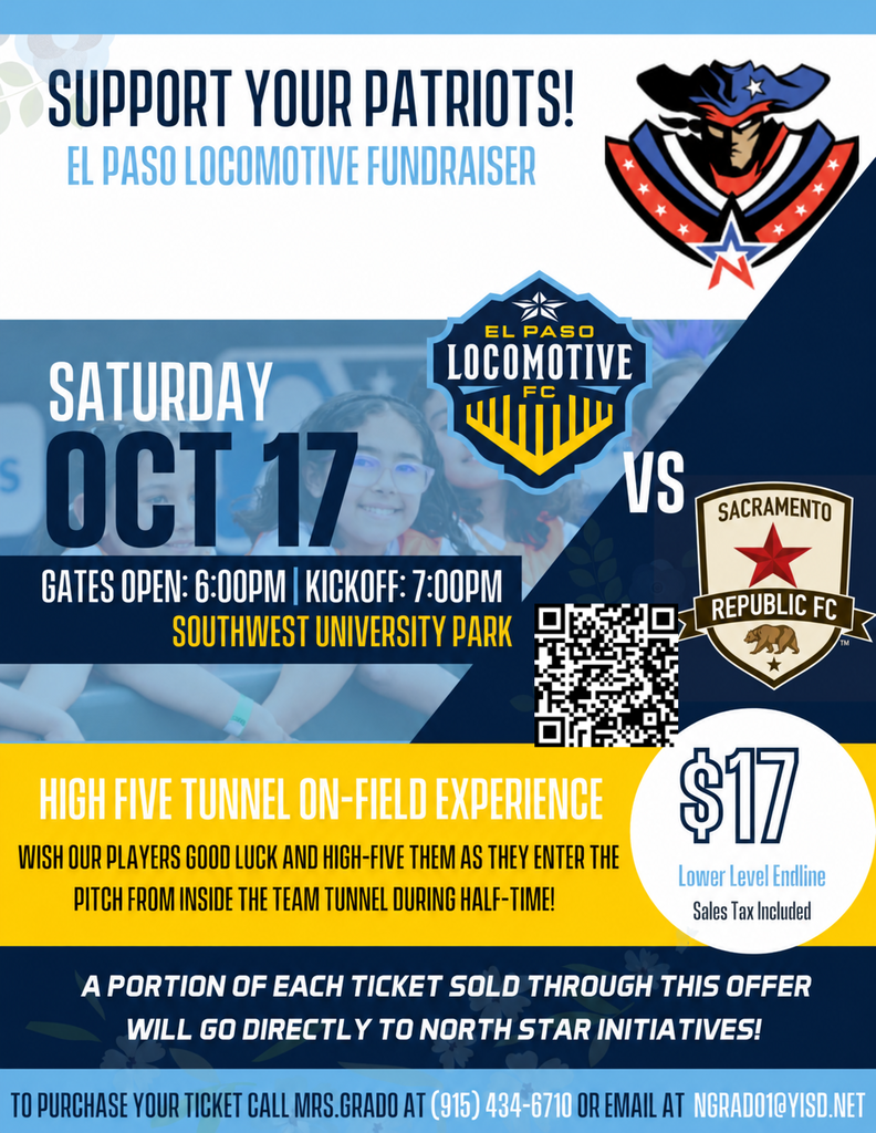 flyer with information for El Paso Locomotive match on Oct. 17, 7:00