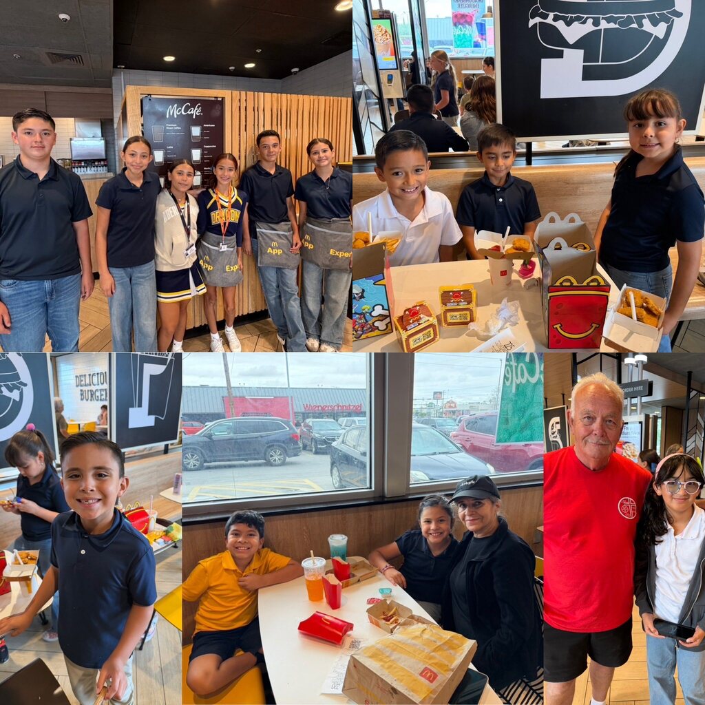 Photo collage of EKIS students, parents, and staff at the McTeacher Night fundraiser.