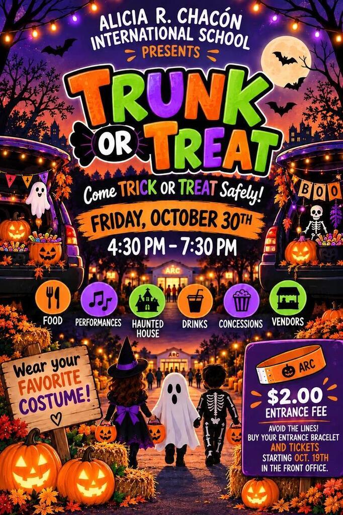 Trunk or Treat on October 30th.