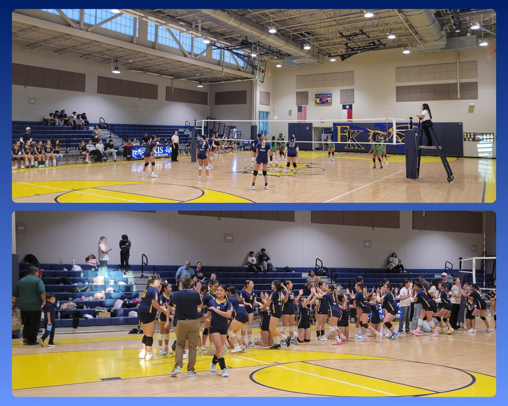 Photo collage of EKIS 7th and 8th grade volleyball team members at a game.