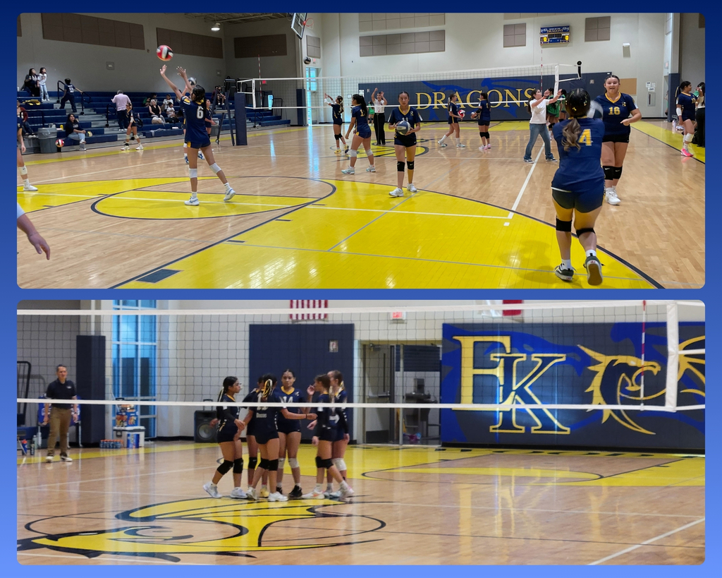 Photo collage of EKIS 7th and 8th grade volleyball team members at a game.