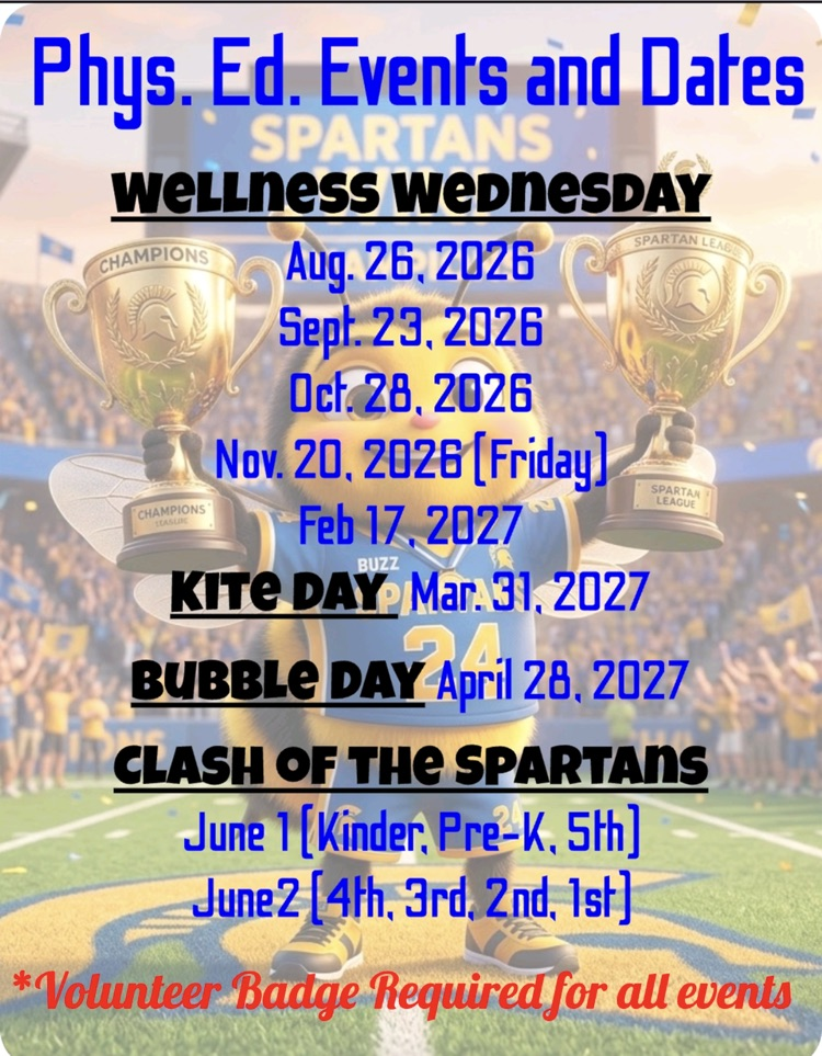 wellness Wednesday this Wednesday for all grade levels volunteer badge required 