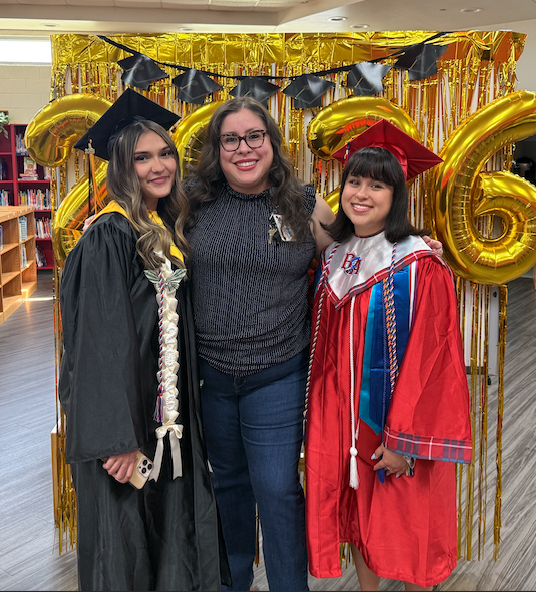senior from PHS and BHS pose with former teacher