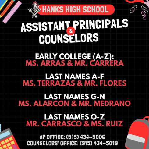 Assistant Principal/Counselor Team assigned to students by Last Name