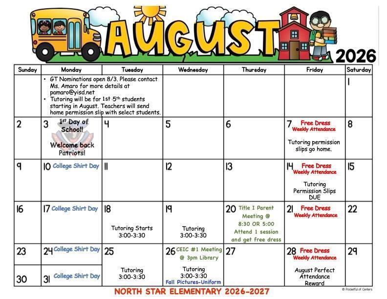 monthly calendar