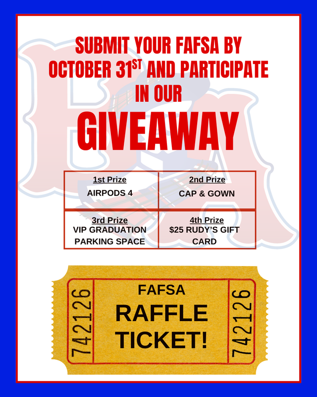 Sign up for FASFA by October 31st and win a prize.