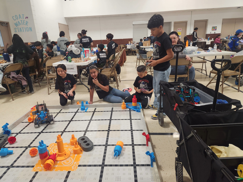 Students practicing before competition