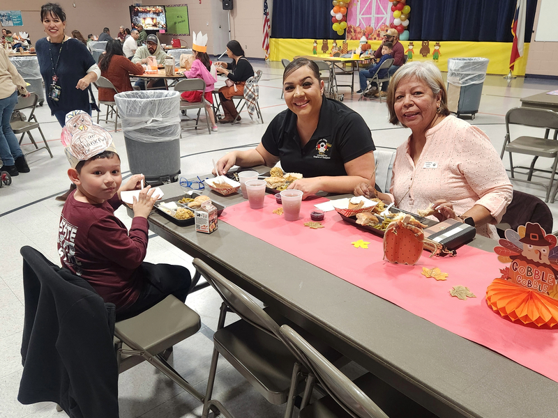 Family during Thanksgiving luncheon