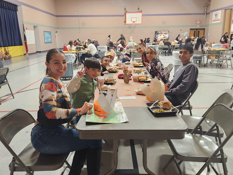 Family during Thanksgiving luncheon