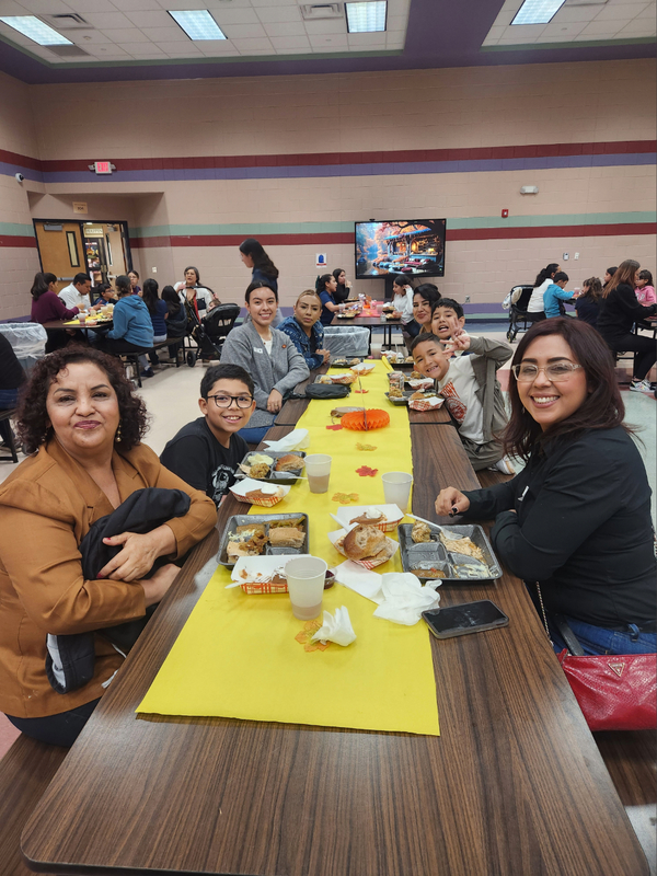 Family during Thanksgiving luncheon