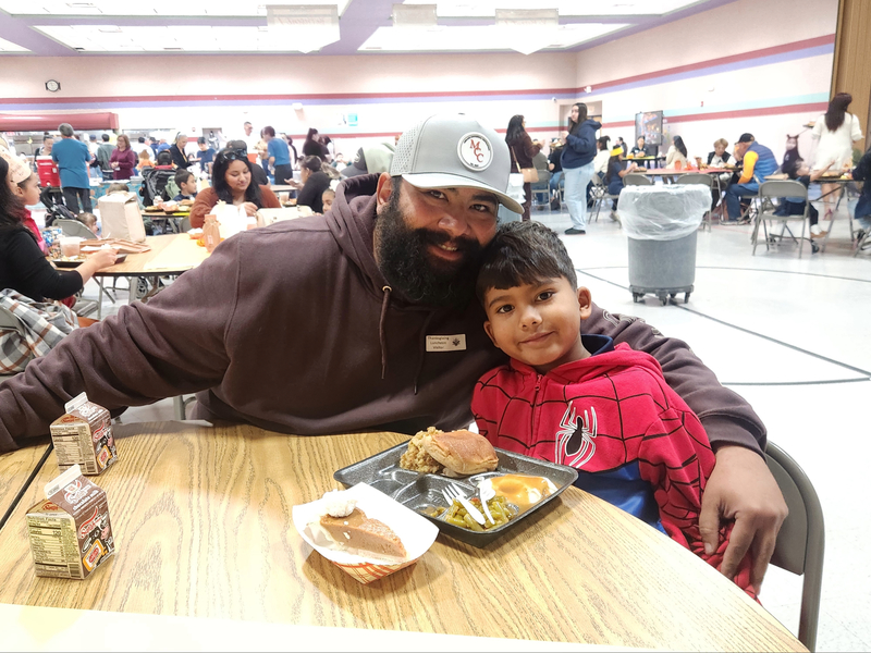 Family during Thanksgiving luncheon