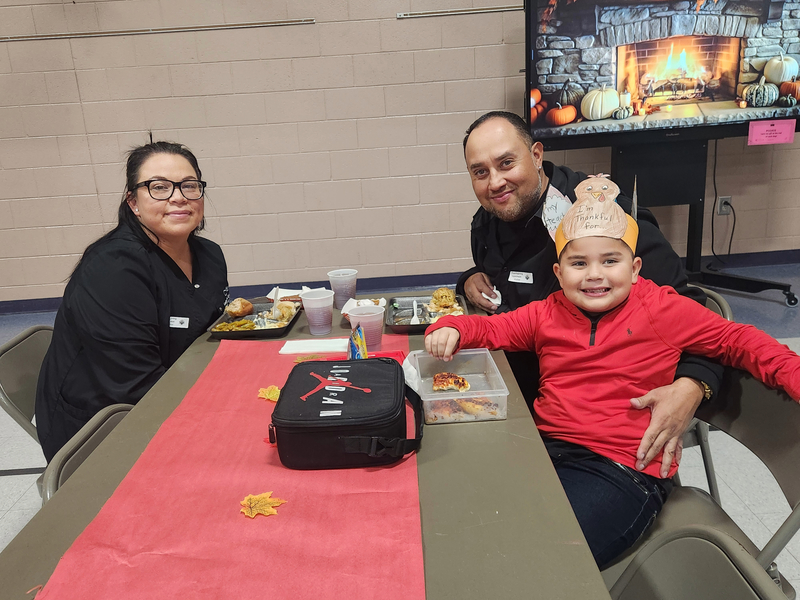 Family during Thanksgiving luncheon