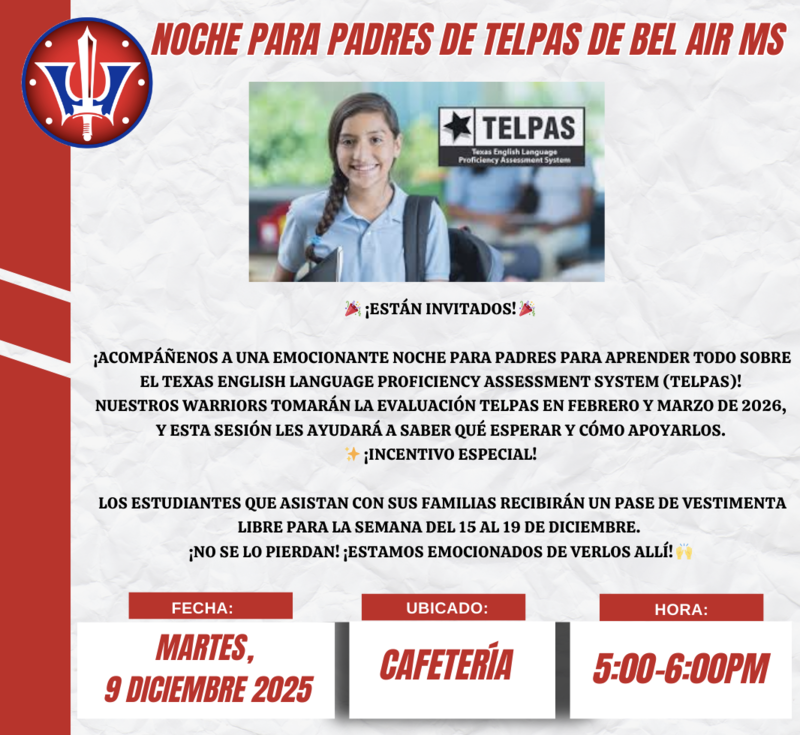 Spanish TELPAS Parent Night Flyer