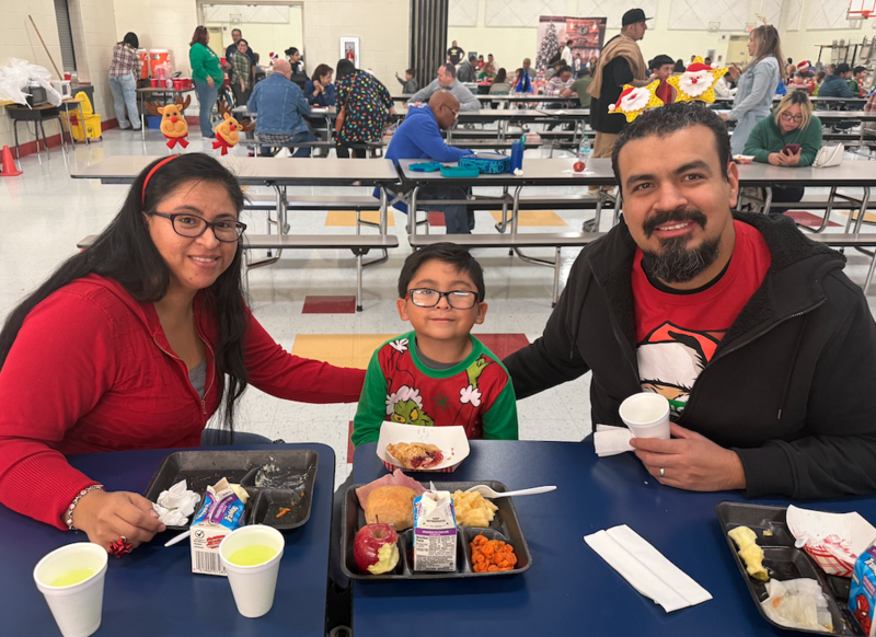 family enjoying winter luncheon