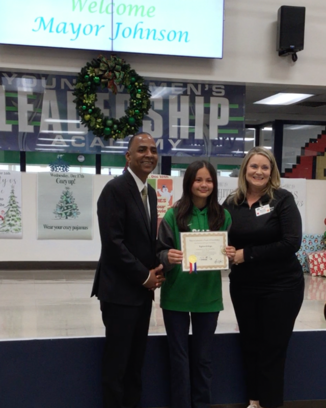 Mayor visit recognition of student achievement