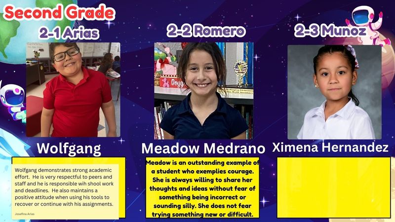 Second grade Explorers of the month