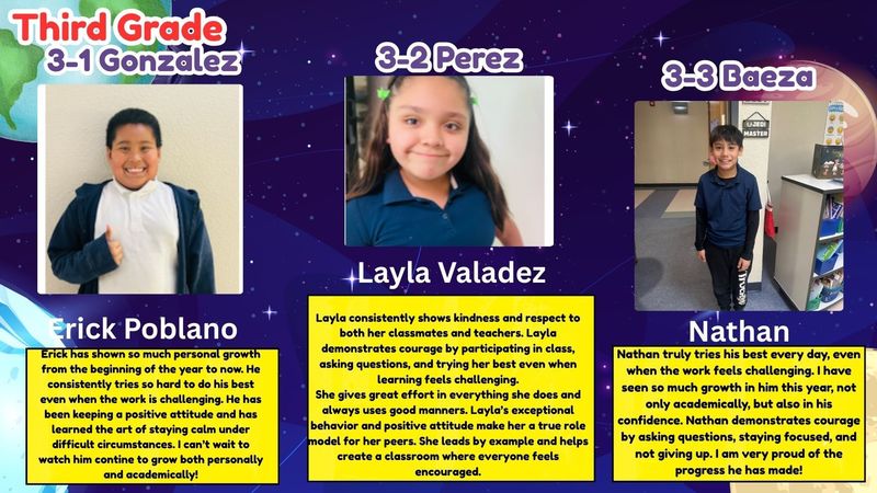 Third grade Explorers of the month