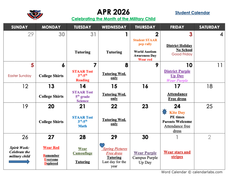 monthly calendar