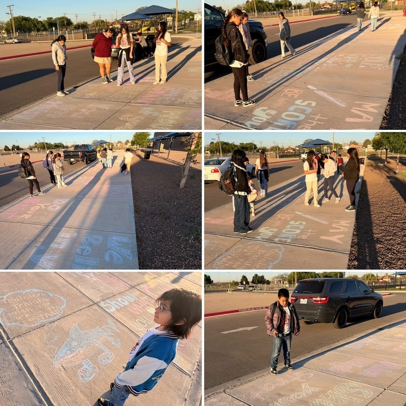 students reading the chalk the block messages 