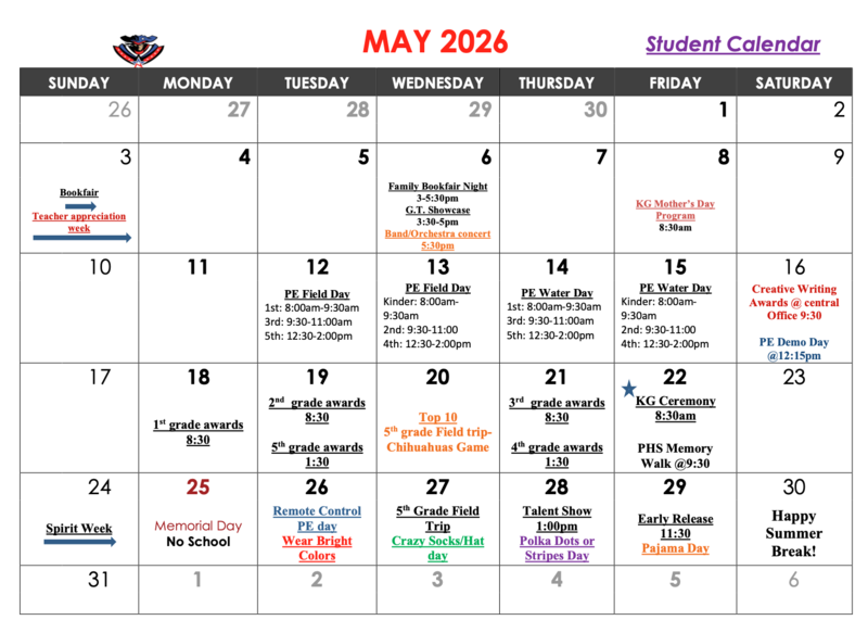 monthly calendar