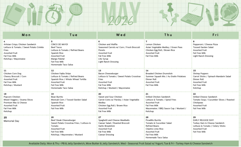 monthly menu