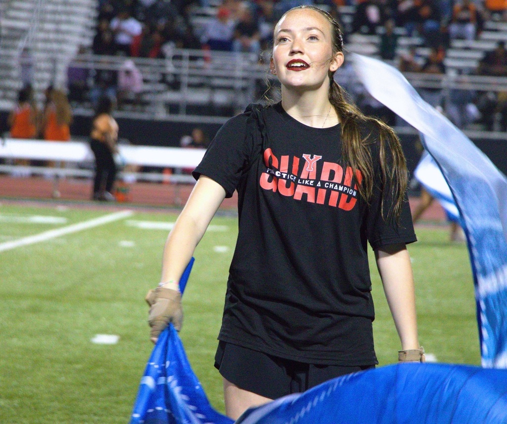 Winter Guard on the football field