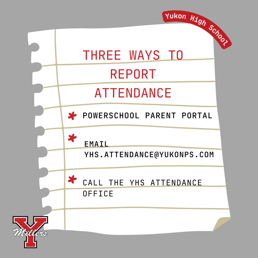 three ways to report attendance at YHS
