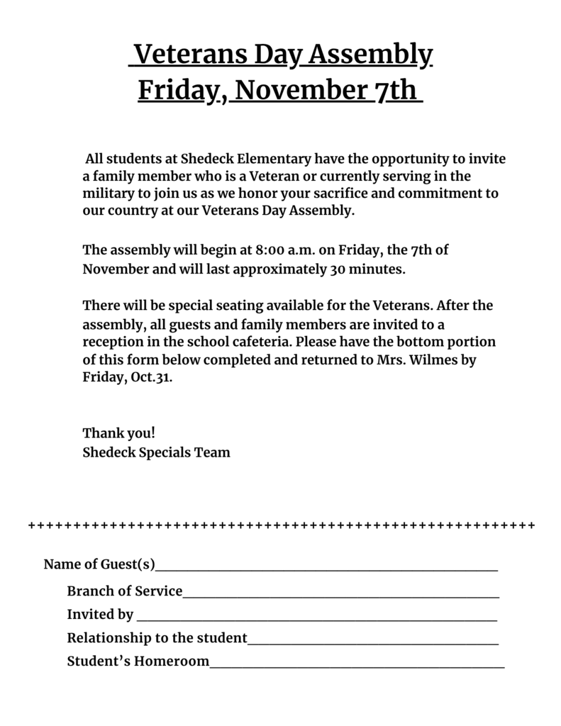 Veteran's Day letter