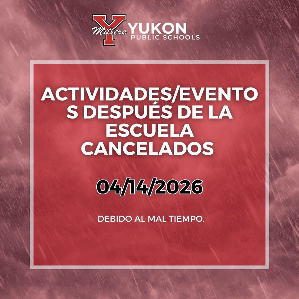 Due to severe weather forecasted for tonight, all after-school activities and events will be canceled for April 14, 2026. Thank you and stay safe. 
