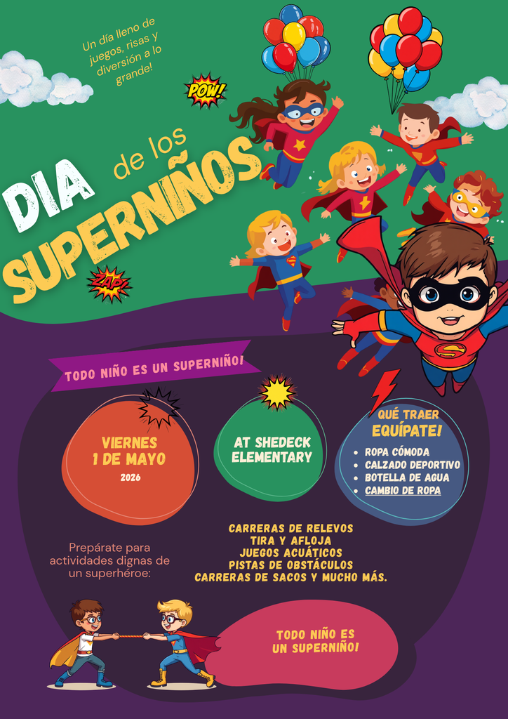 Super Kids Day flyer Spanish