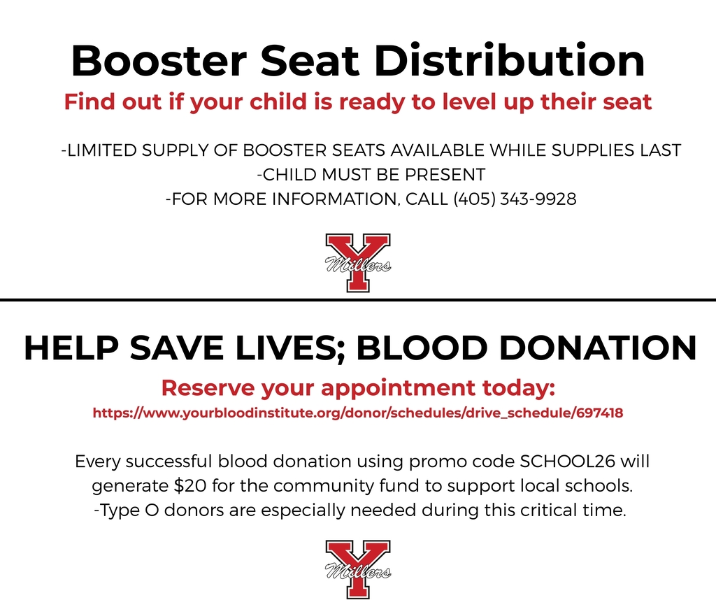 BOOSTER SEAT DISTRIBUTION AND BLOOD DONATIONS
