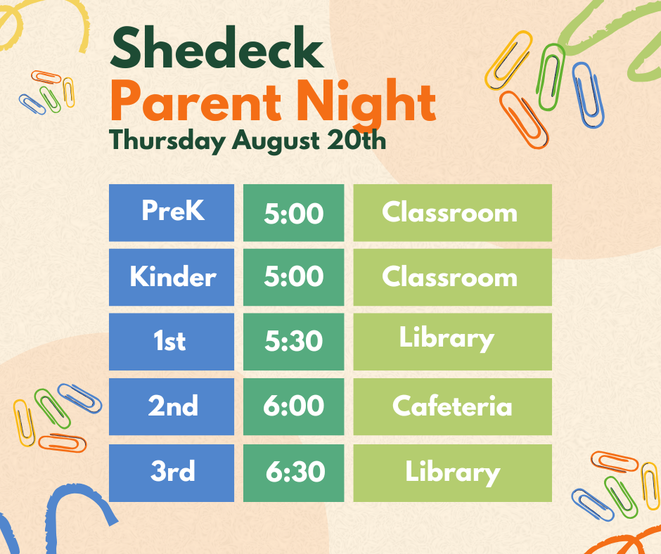 Parent Night is Thursday August 20th