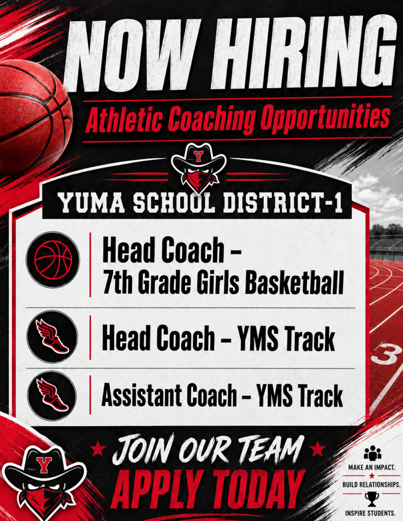 Job advertisement for athletic coaching positions in a school district. Positions include head coach for 7th grade girls' basketball and track, and assistant coach for track.