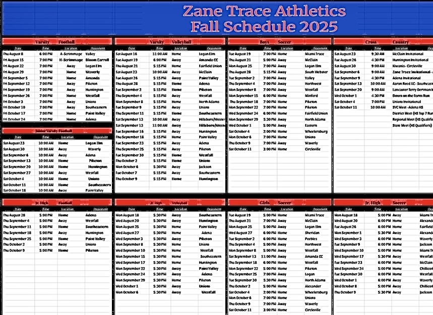 2025-26 Fall Sports Schedule