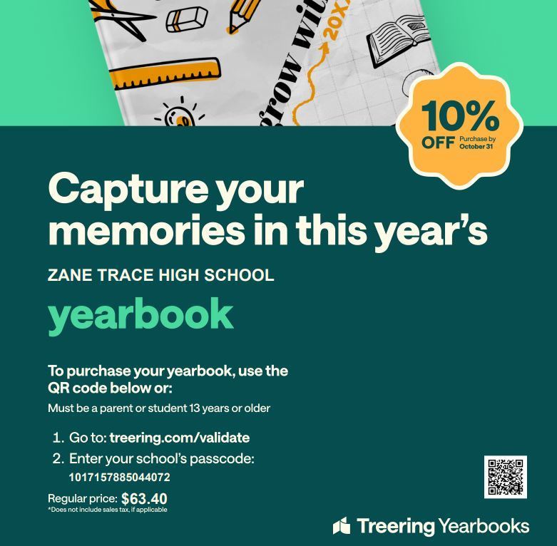 10% off flyer for high school yearbook