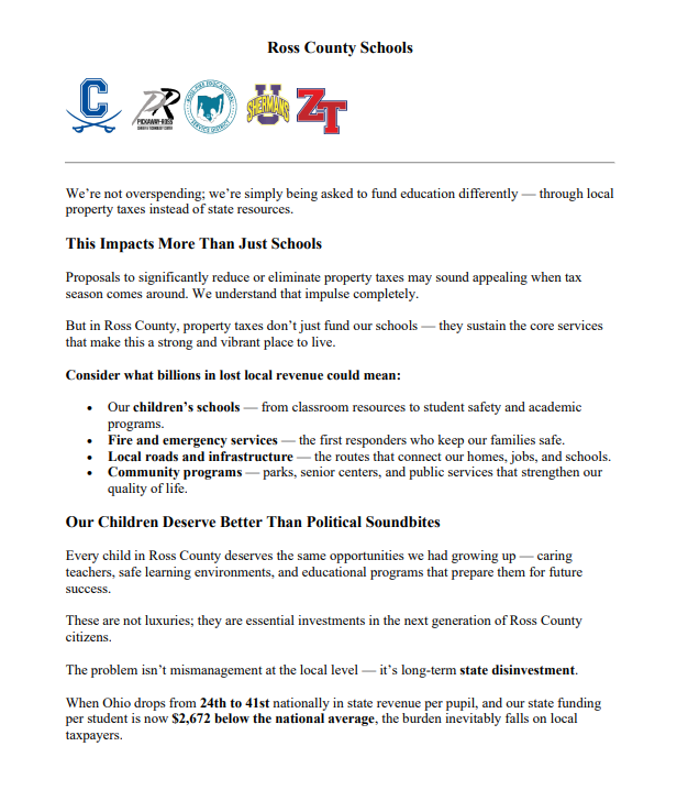 Letter calling for responsible property tax reform  page 2