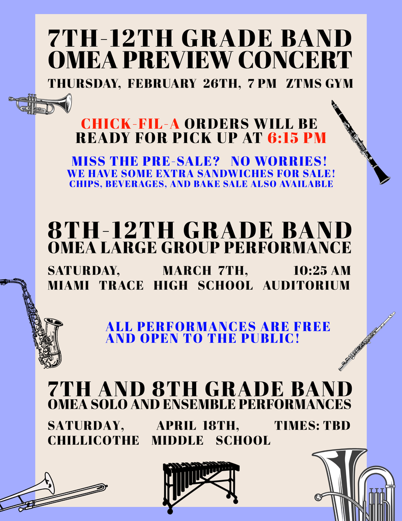 7th-12th Grade Concert Flyer