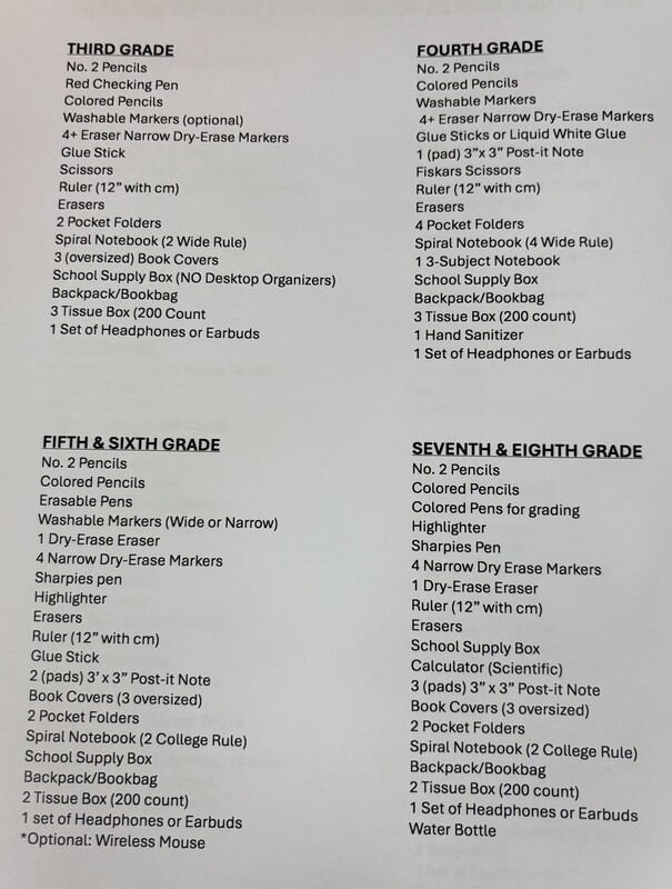 School Supply List