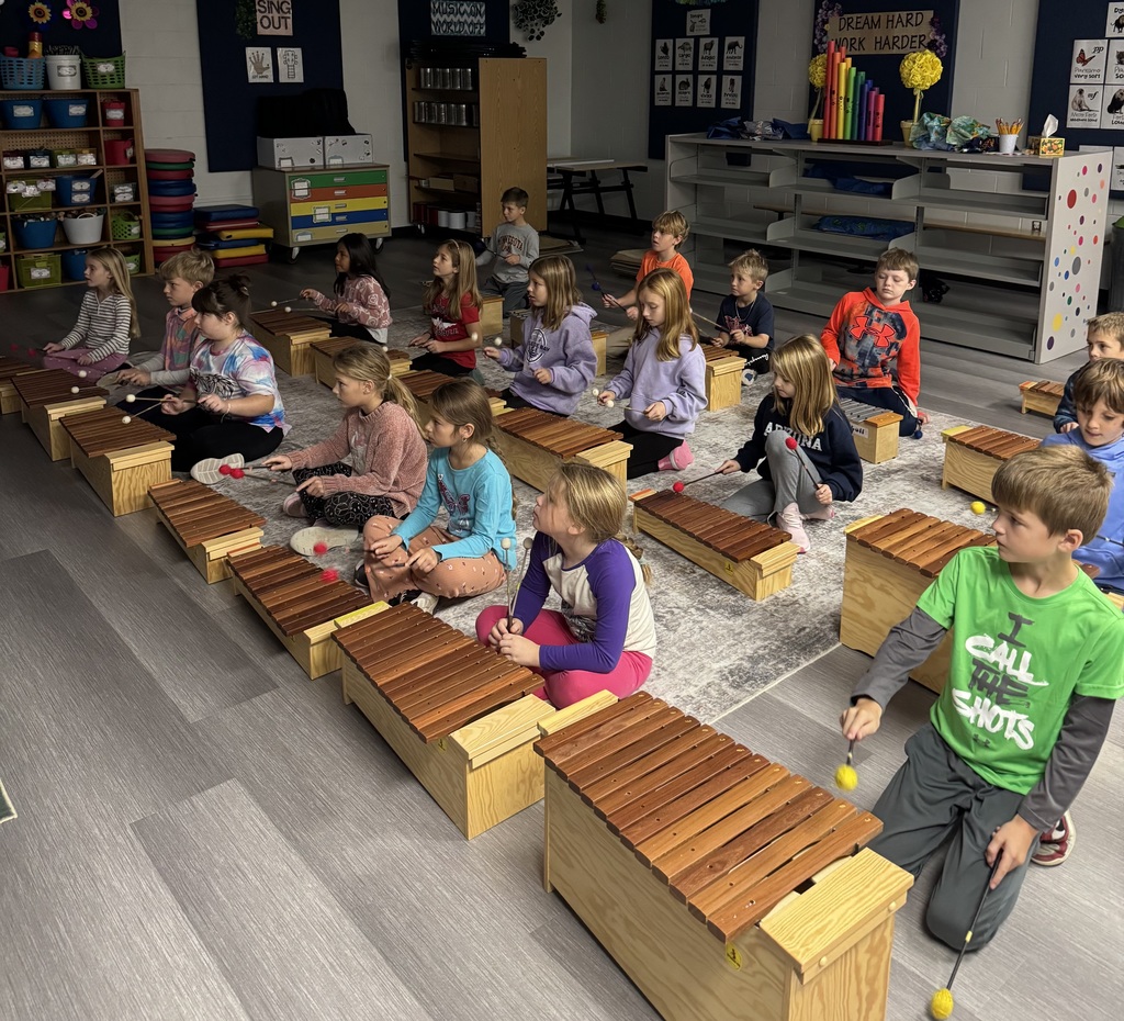Ms. Anderson's class concentrating in music class.