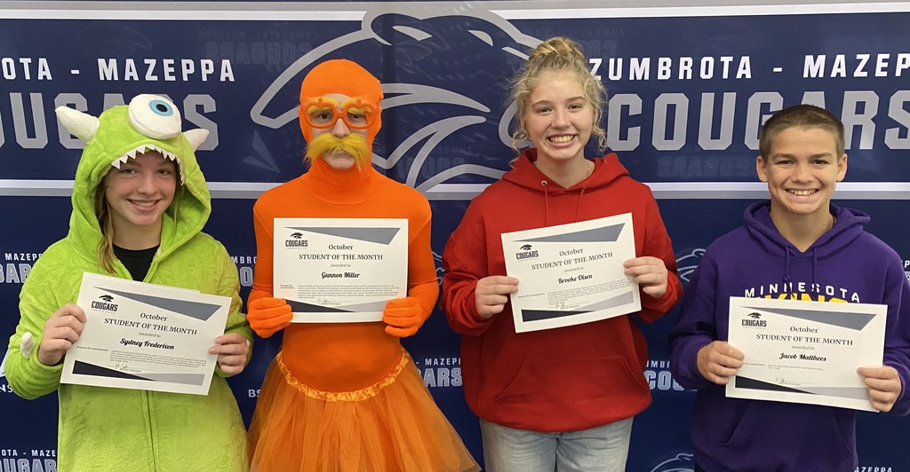 Middle school students of the month for October